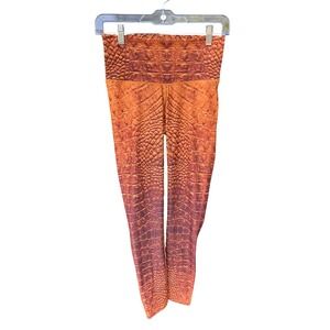 Resoluna Niyama Sol Orange Brown Alligator Print High Waist Yoga Leggings Size M